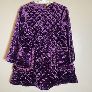 Kidichic Quilted Purple Lined Velvet Dress Size 4 Girls Holiday Christmas